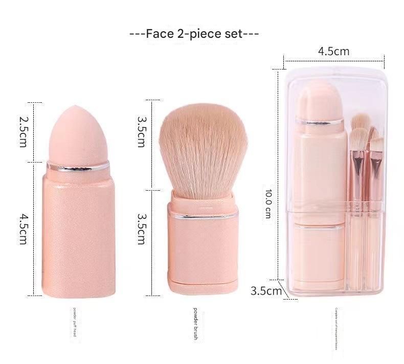 NNEDSZ Pink 8-in-1 Retractable Mini Makeup Brush Set with Protective Cover - Compact Design for Travel and On-the-Go Touchups-3