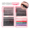 NNEDSZ 600 Eyelashes Set DIY Lash Clusters Kit - High-Capacity 4 Styles with Black and Colorful Lashes-0