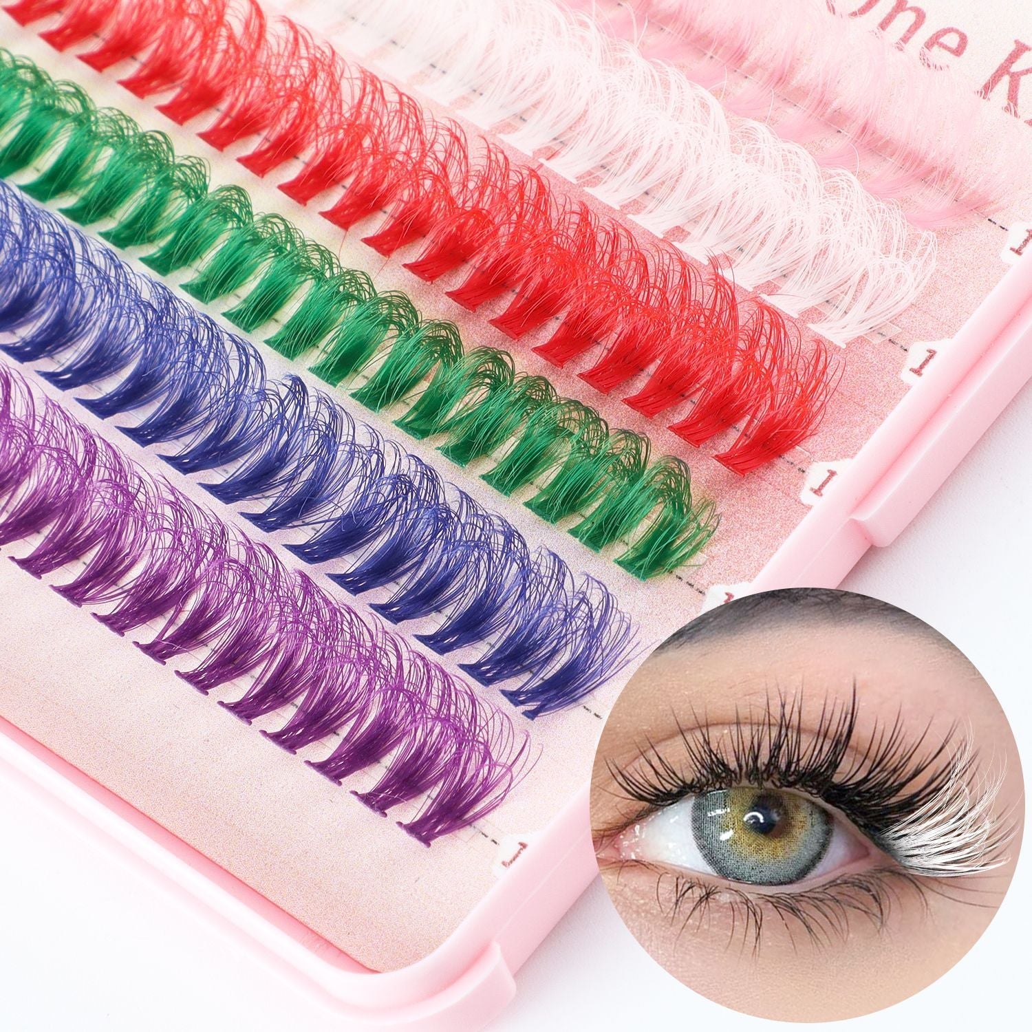 NNEDSZ 600 Eyelashes Set DIY Lash Clusters Kit - High-Capacity 4 Styles with Black and Colorful Lashes-2