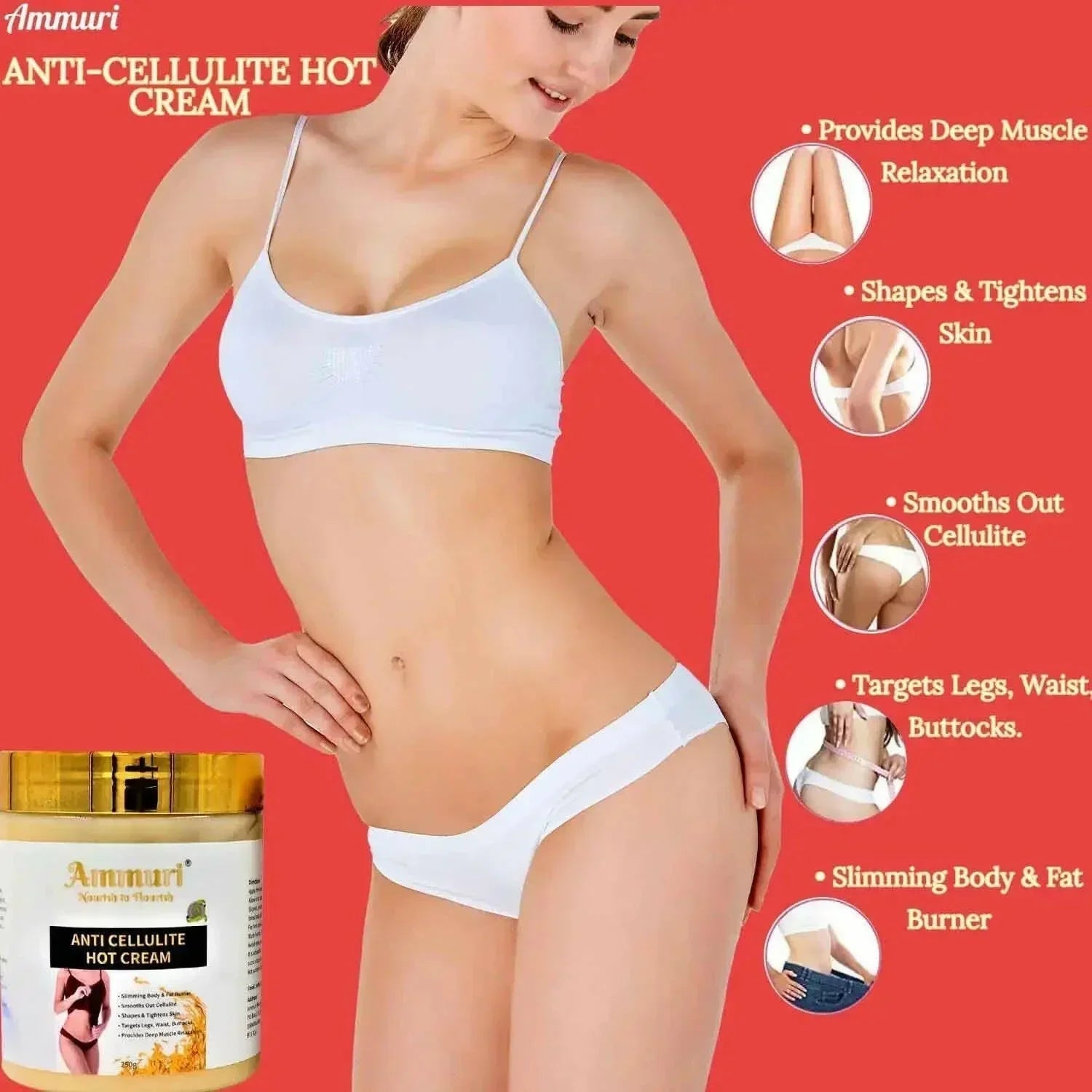 Ammuri Toning & Firming Body Cream – Targets Appearance of Cellulite & Stretch Marks (250g)