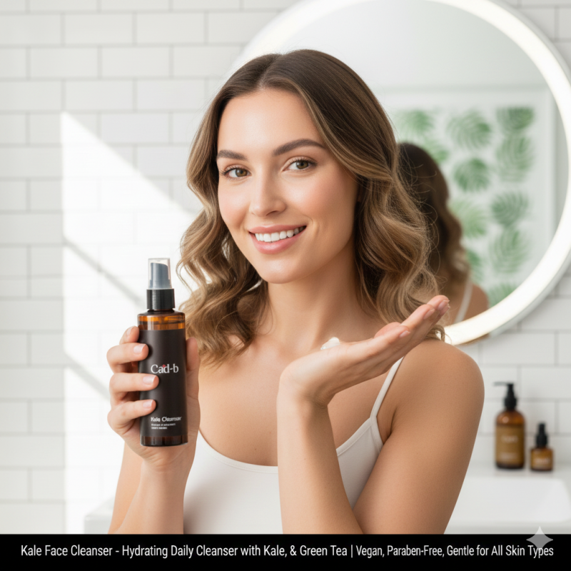 Kale Face Cleanser – Hydrating Daily Cleanser with Kale, Aloe & Green Tea | Vegan, Paraben-Free, Gentle for All Skin Types