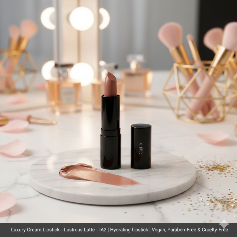 Luxury Cream Lipstick – Lustrous Latte – IA2 | Hydrating Nude Lipstick | Vegan, Paraben-Free & Cruelty-Free